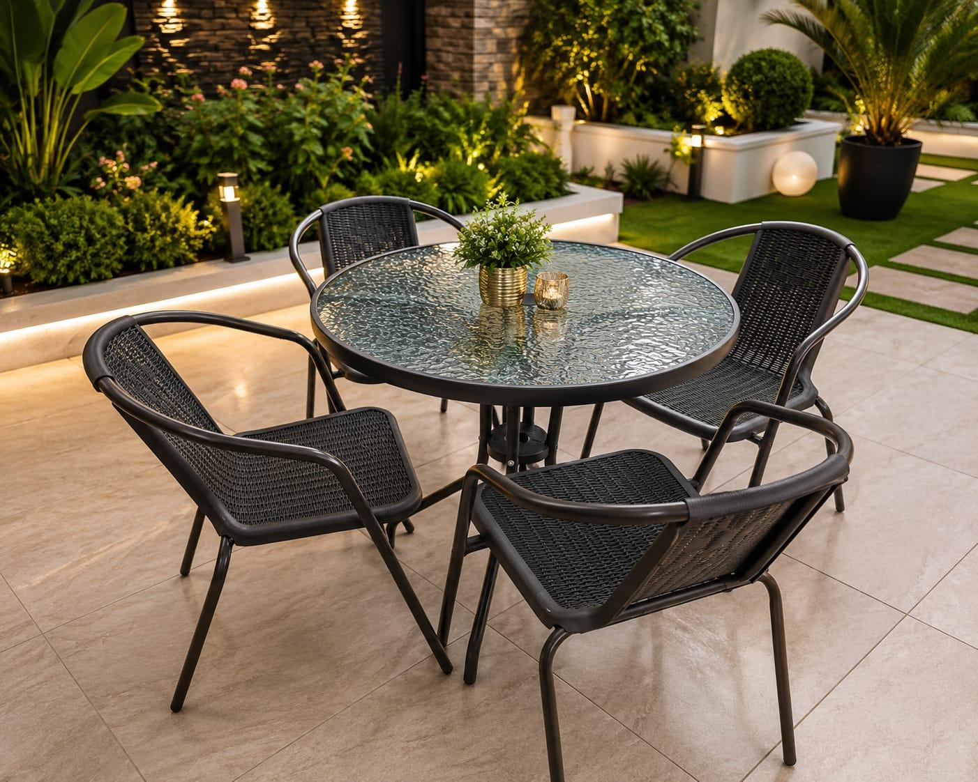 Elegant 5 piece rattan patio dining set by mwajo furniture in kenya