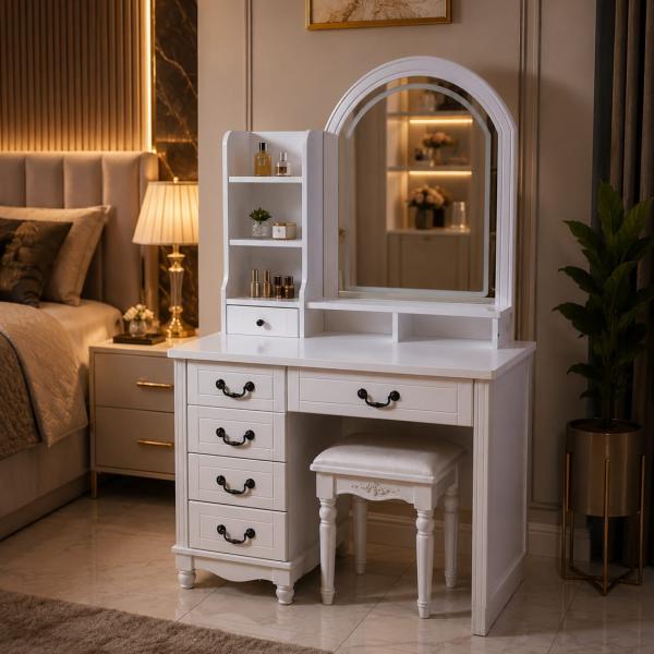 Elegant LED mirror vanity dressing table with storage -mwajo furniture kenya